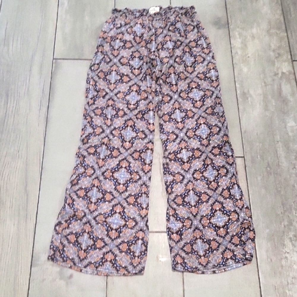 Oneill Patterned Multi Color Wide-Leg Pants Size Medium